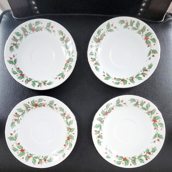 China Pearl NOEL Fine China Liling FOUR (4) Cups and Saucers *Christmas* - Picture 3 of 7